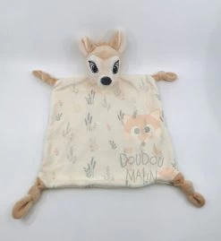 Disney - Bambi Le Faon - Doudou Plat Beige Feuille 30 Cm