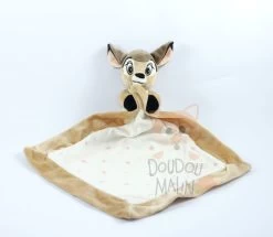 Disney Bambi Doudou Plat Marron Blanc Fleur 30 Cm