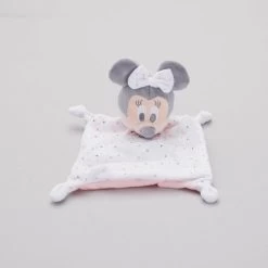 Disney Minnie La Souris Doudou Plat Blanc Rose 20 Cm