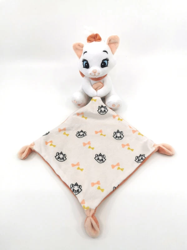 Disney - Marie Le Chat - Aristochat Doudou Mouchoir Blanc Rose 3 Disney - Marie Le Chat - Aristochat Doudou Mouchoir Blanc Rose