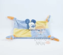 Disney Mickey La Souris Doudou Plat Bleu Jaune Orange