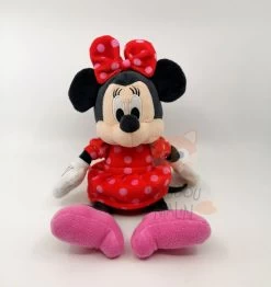 Disney - Minnie La Souris - Peluche Robe Rouge Pois Rose 25 Cm