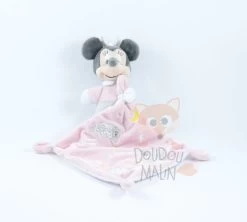 Disney Minnie La Souris Doudou Mouchoir Rose Blanc Mouton