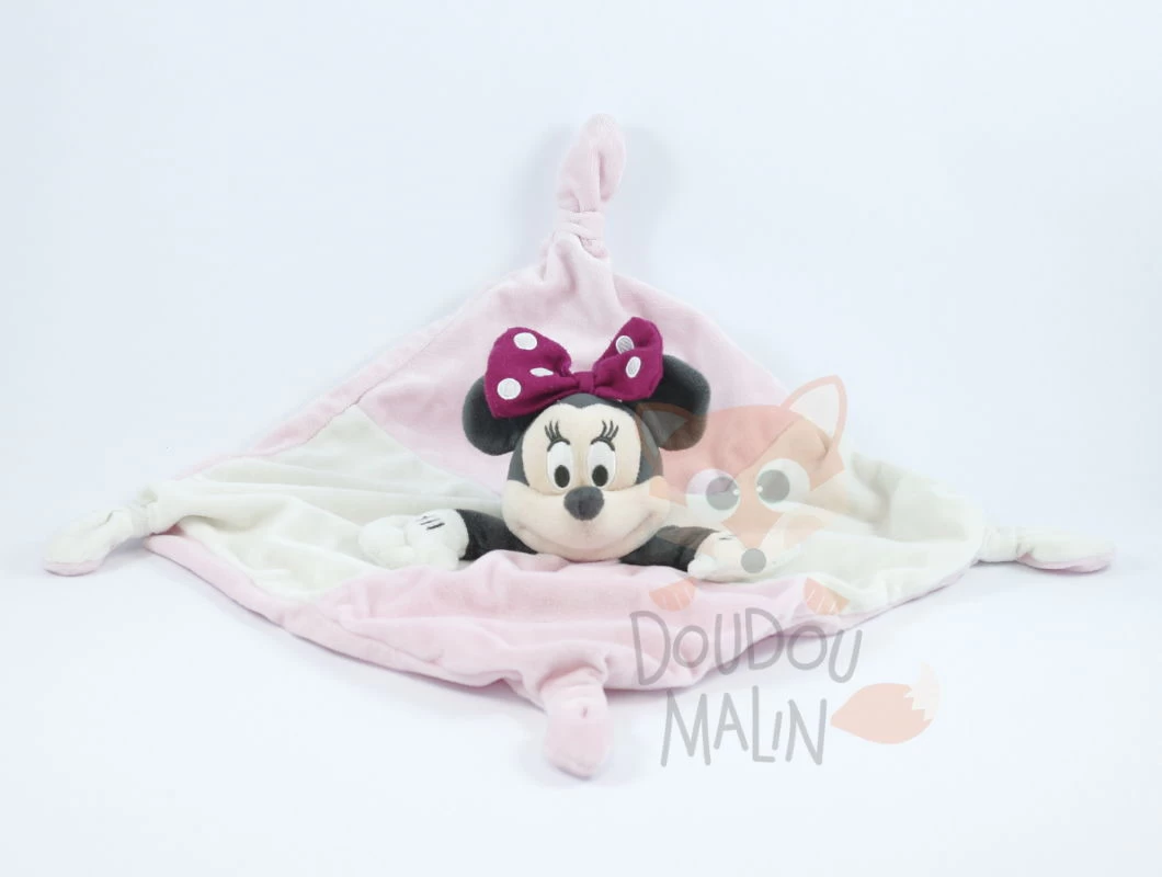 Disney Minnie La Souris Doudou Plat Rose Beige 3 Disney Minnie La Souris Doudou Plat Rose Beige