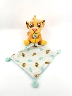 Disney - Simba Le Lion - Doudou Mouchoir Vert Jaune 25 Cm